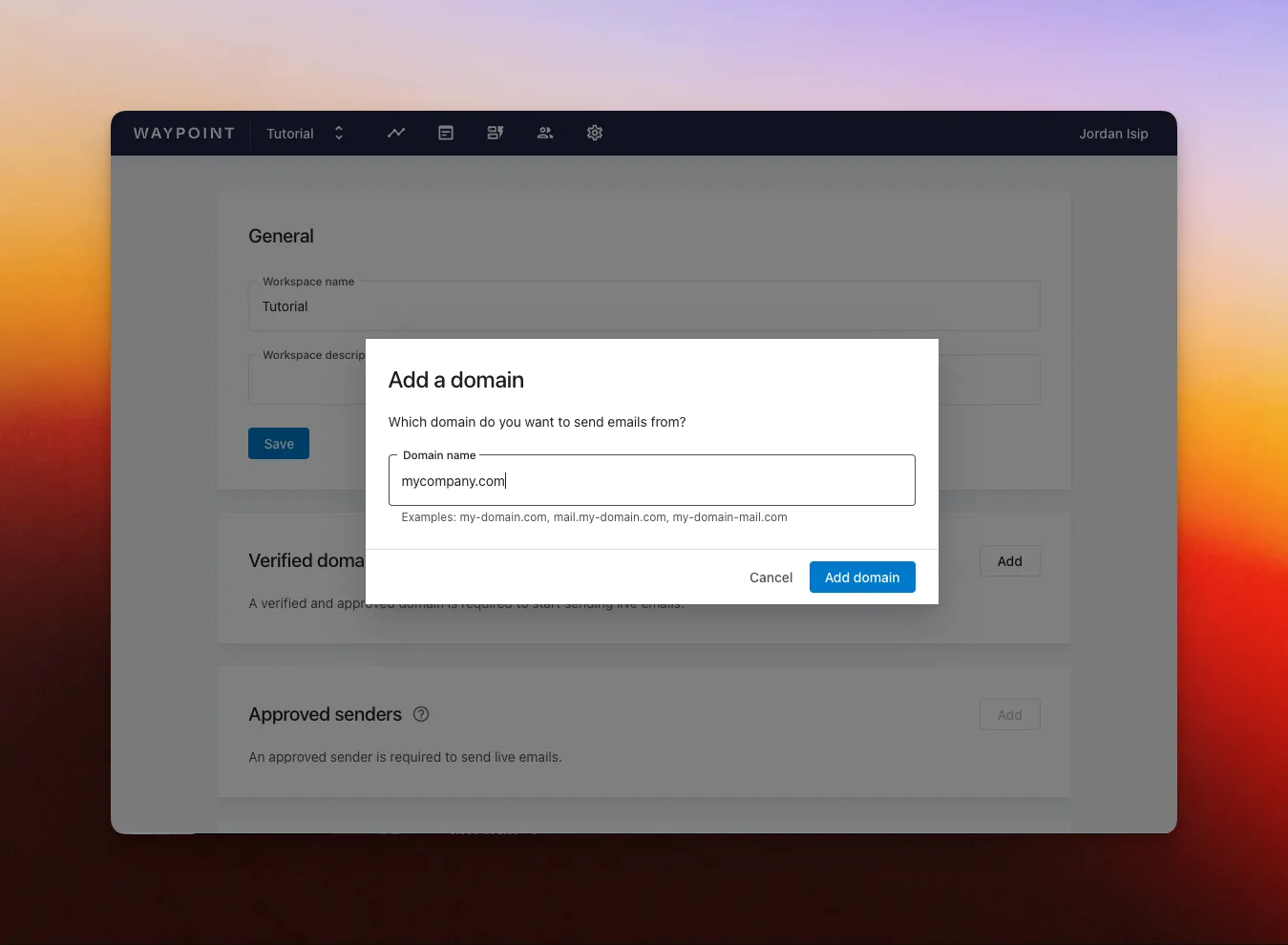 Add domain screenshot