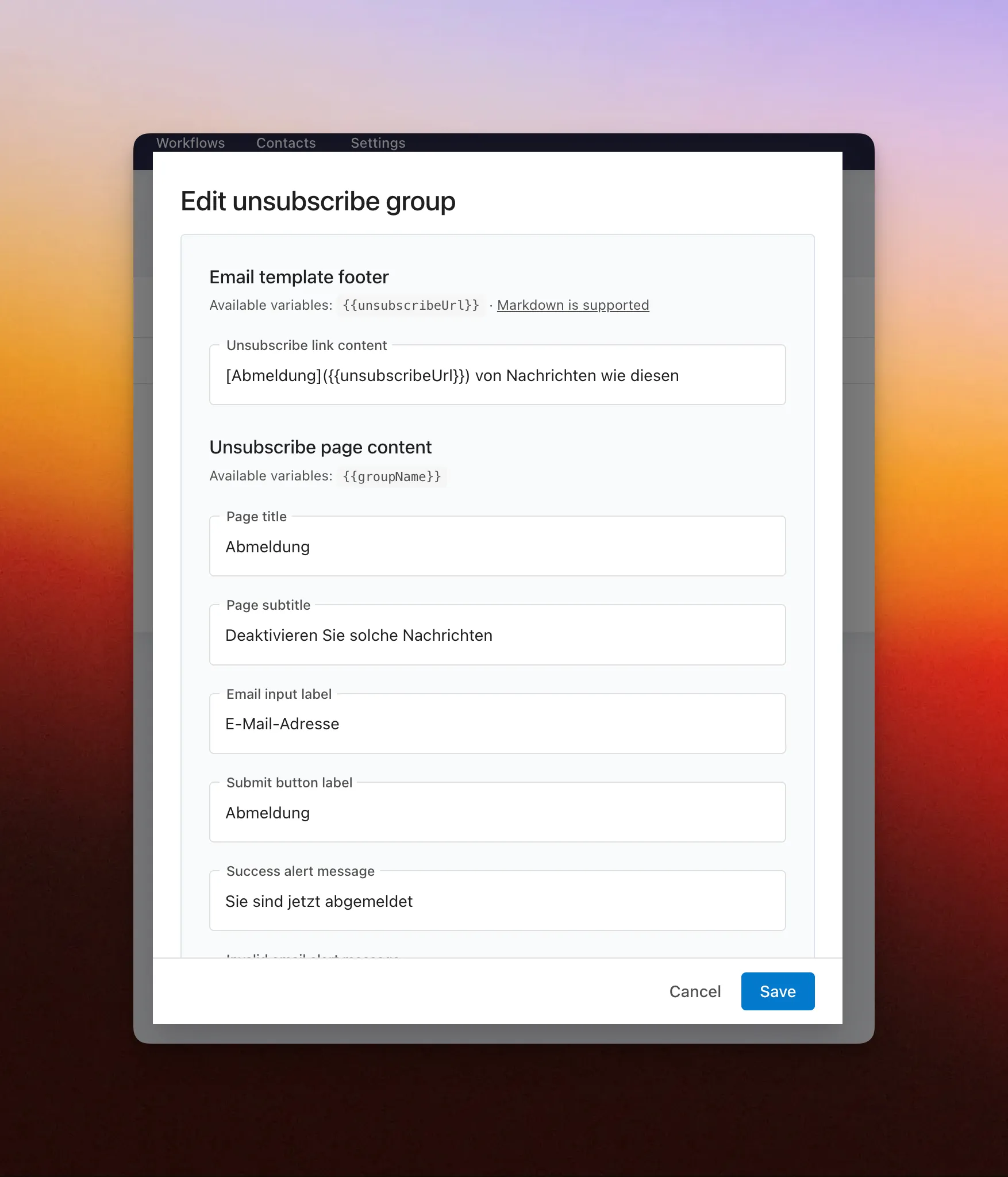 Customize unusbscribe form