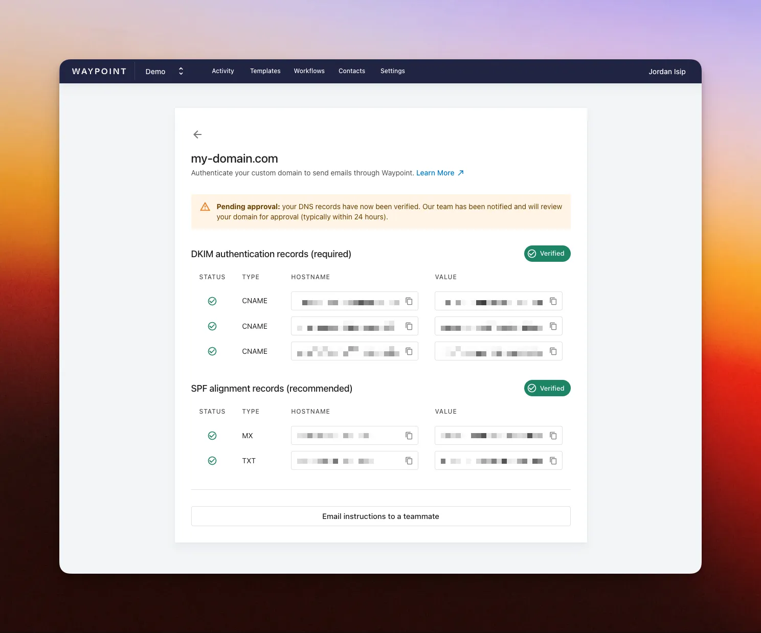 Add domain screenshot